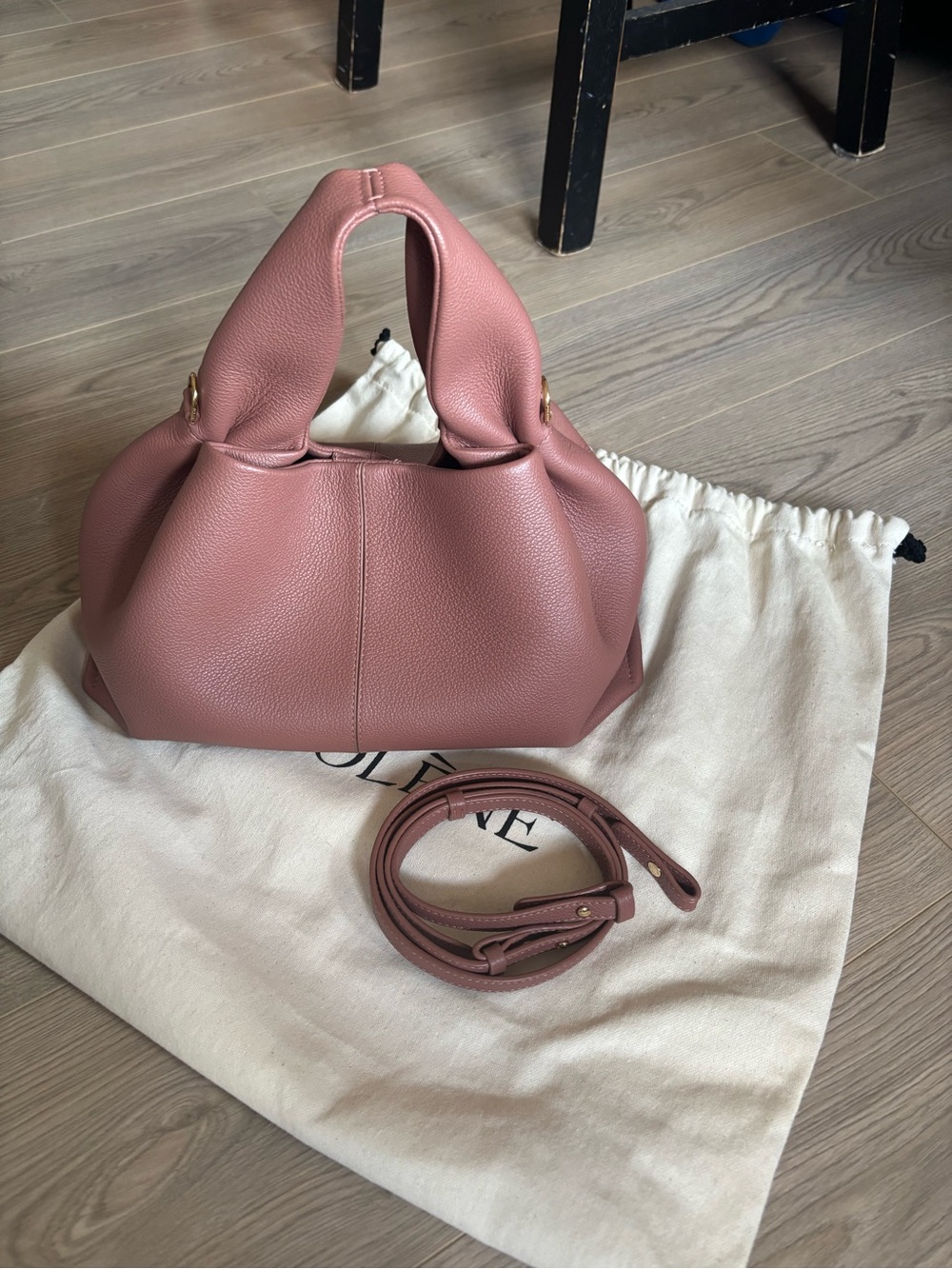 Polène Pink Pebbled Leather Shoulder Bag - Picture 4 of 11